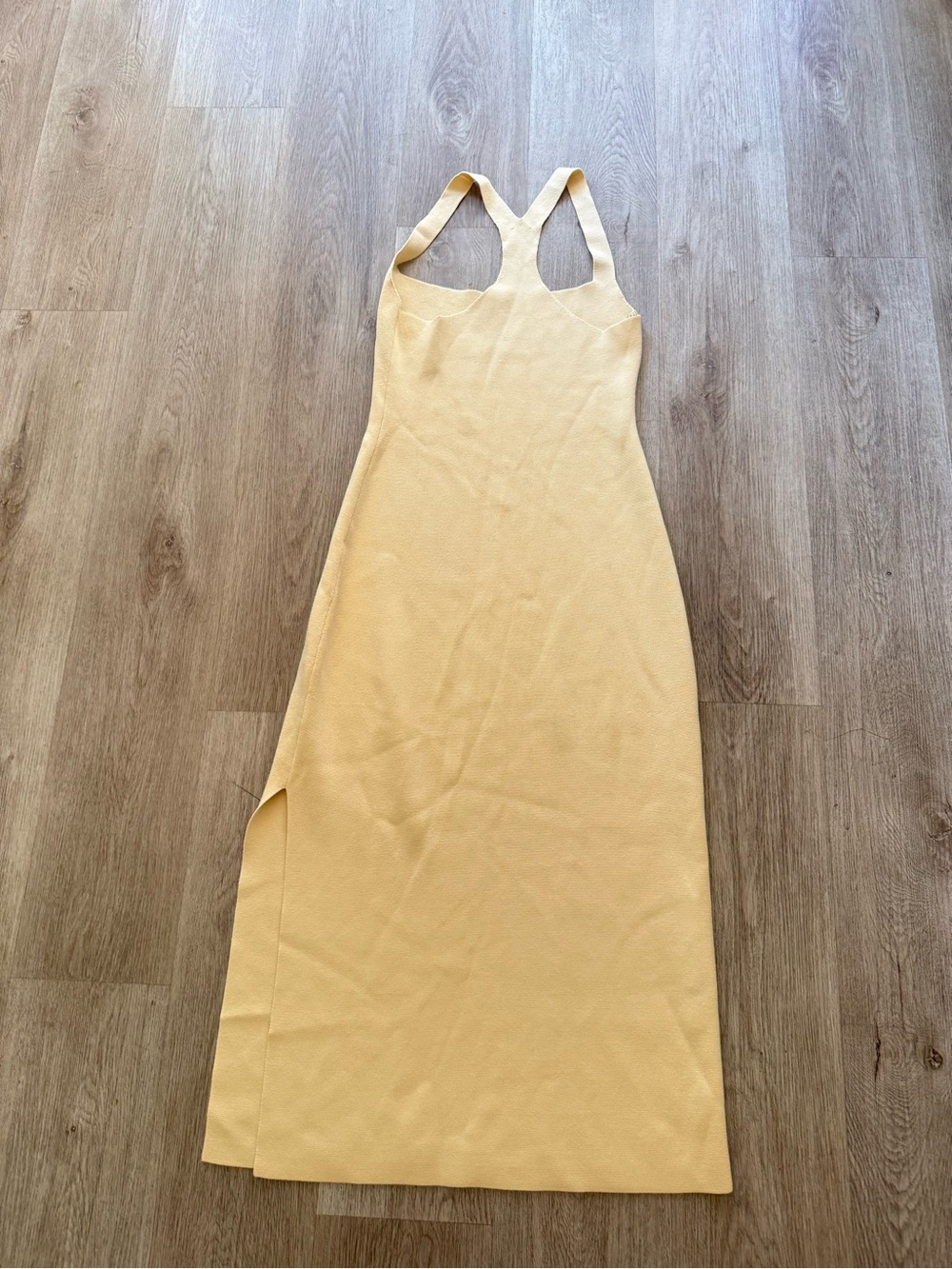 cult gaia coletta butter yellow knit fitted midi dress size large - Picture 6 of 9